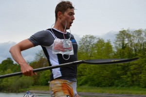 Victor au portage du selectif national de marathon de Mulhouse. Photo Juliette Godin.