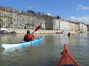 Entrainement en kayak de mer sur la Saône (mars 2014)