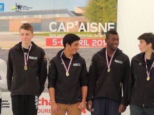 Alexis, Adelin, Jeff et loris, médaillés de bronze en K4 homme cadets