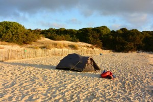 Lever du soleil sur le bivouac à Sperone le 19 octobre