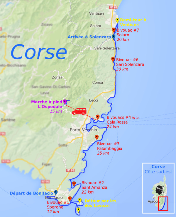 Itinéraire raid Corse 2014