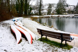 Chanaz, kayaks sous la neige