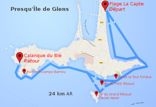 Itinéraire à la Presqu'Île de Giens