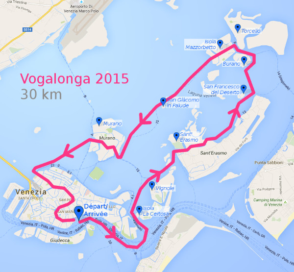 Itinéraire de la Vogalonga 2015