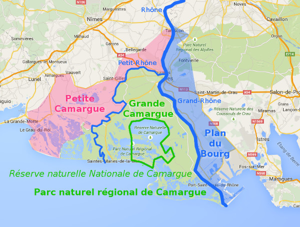 Plan détaillé de la Camargue