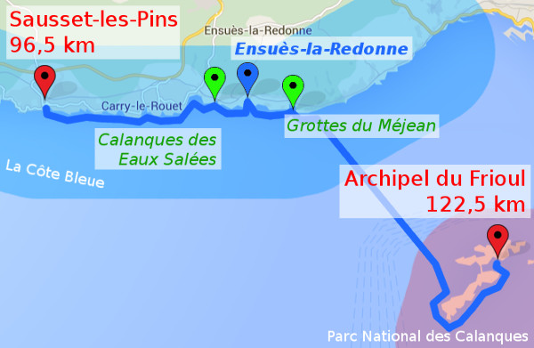 itinéraire J4 : Sausset Les Pins - Archipel du Frioul