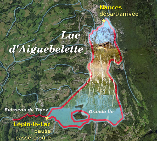 Lac d'Aiguebelette - itinéraire du 15 novembre 2015