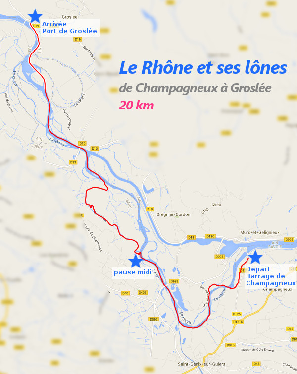 Itinéraire du 28 février 2016 : descente du Rhône et lônes