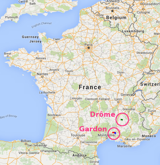 Plan de situation générale : le Gardon et la Drôme