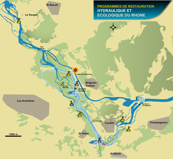 Carte des lônes à Brégnier-Cordon