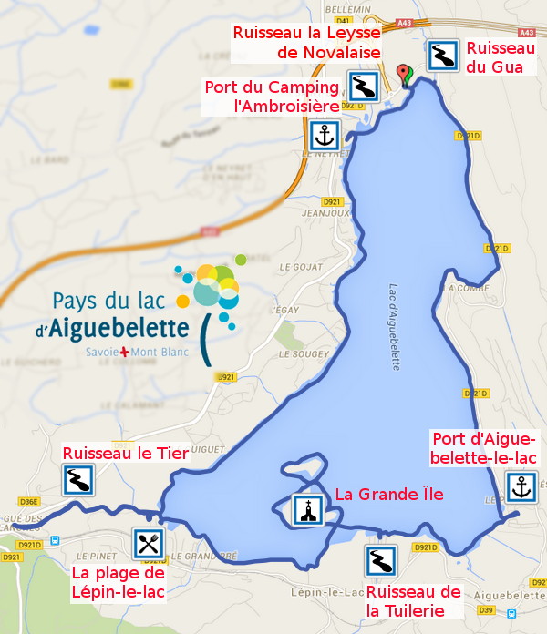Itinéraire sur le Lac d'Aiguebelette le 17 avril 216