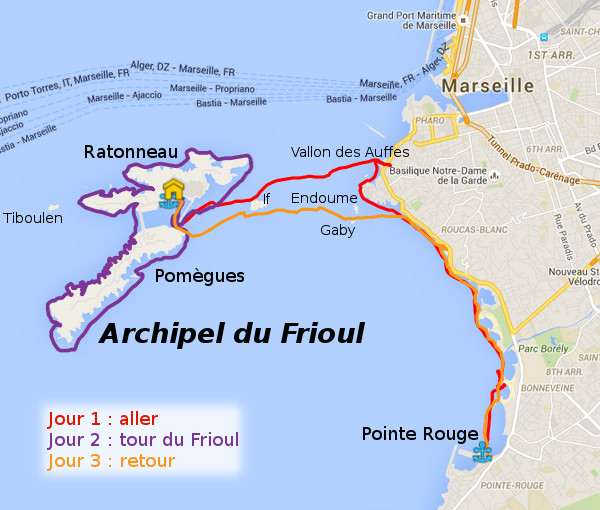 Weekend kayak de mer à Marseille – îles Frioul (5-8 mai 2016)