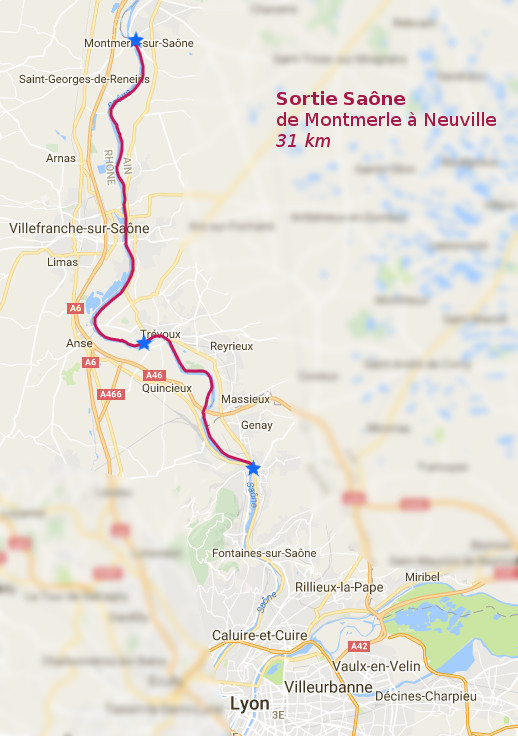 Itinéraire sur la Saône le 6 novembre 2016