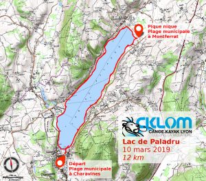 Lac de Paladru - 10 mars 2019 - itinéraire - IGN