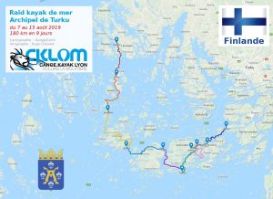 Itinéraire du raid dans l'archipel de Turku 2019